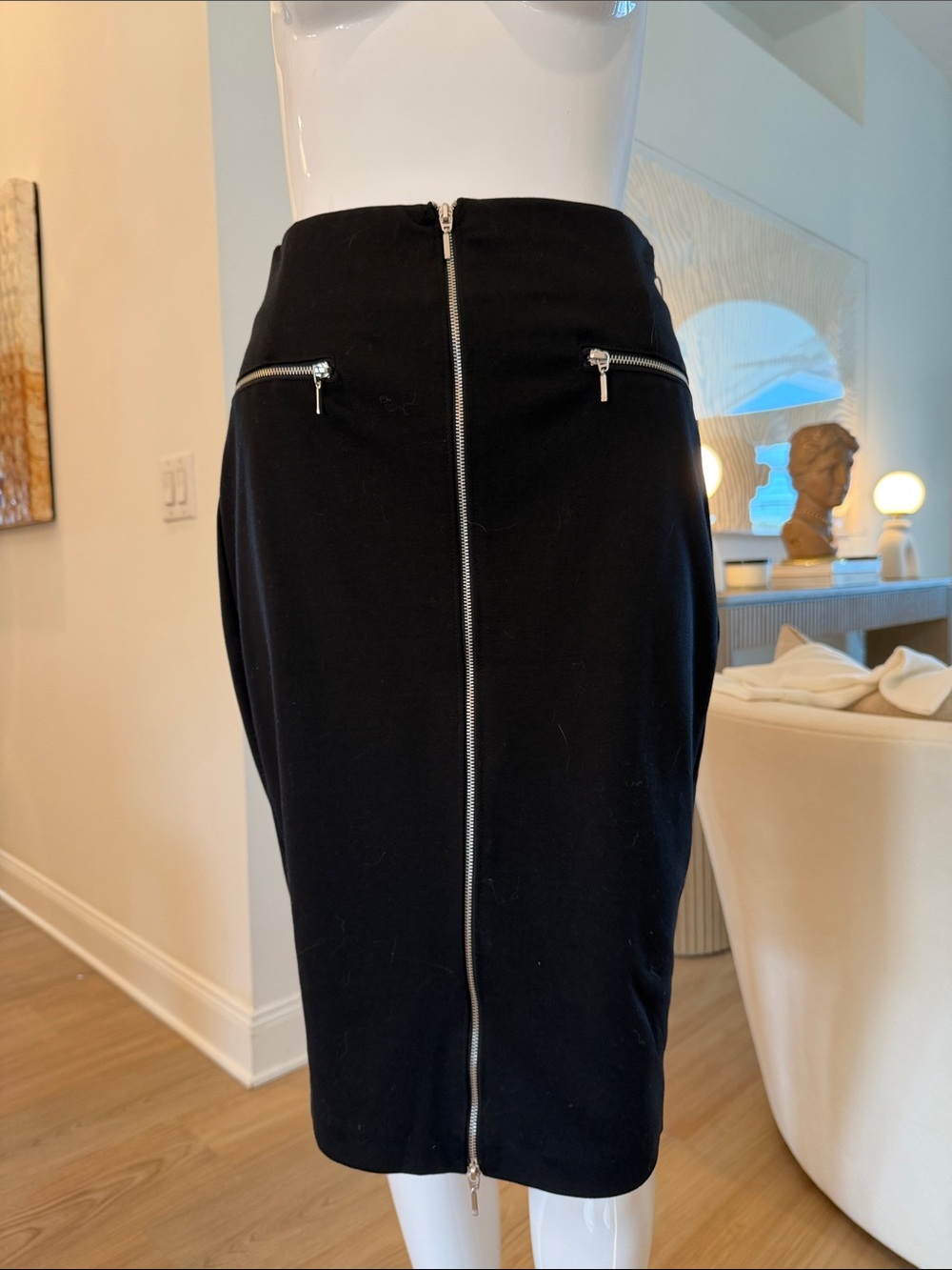 Jennifer Lopez Black Pencil Skirt with Front Zip Detail